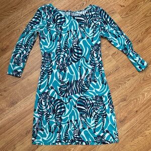 Lilly Pulitzer Teal and Gray Zebra Print Top
